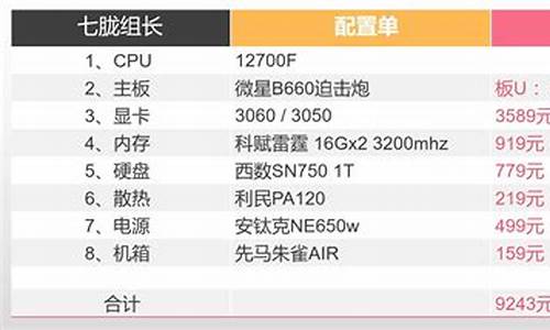 最新电脑配置报价_最新电脑配置报价表